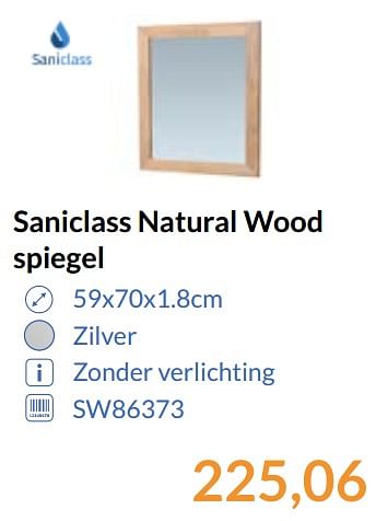 Aanbiedingen Saniclass natural wood spiegel - Saniclass - Geldig van 01/09/2017 tot 30/09/2017 bij Sanitairwinkel