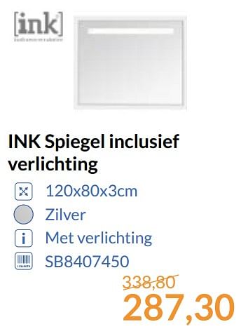 Aanbiedingen Ink spiegel inclusief verlichting - Ink - Geldig van 01/09/2017 tot 30/09/2017 bij Sanitairwinkel