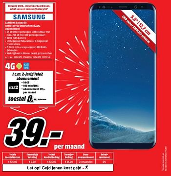 Aanbiedingen Samsung galaxy s8 simlockvrije smartphone i.c.m abonnement - Samsung - Geldig van 21/08/2017 tot 27/08/2017 bij Media Markt