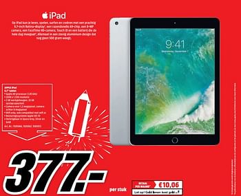 Aanbiedingen Apple ipad tablet - Apple - Geldig van 21/08/2017 tot 27/08/2017 bij Media Markt