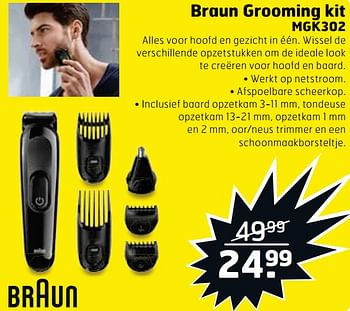 Aanbiedingen Braun grooming kit mgk302 - Braun - Geldig van 22/08/2017 tot 03/09/2017 bij Trekpleister