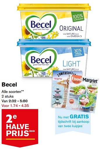 Aanbiedingen Becel original, light - Becel - Geldig van 23/08/2017 tot 29/08/2017 bij Hoogvliet