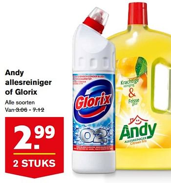 Aanbiedingen Andy allesreiniger of glorix - Huismerk - Hoogvliet - Geldig van 23/08/2017 tot 29/08/2017 bij Hoogvliet