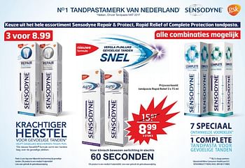 Aanbiedingen Sensodyne tandpasta rapid relief - Sensodyne - Geldig van 22/08/2017 tot 03/09/2017 bij Trekpleister