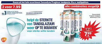 Aanbiedingen Sensodyne proglasur tandpasta whitening - Sensodyne - Geldig van 22/08/2017 tot 03/09/2017 bij Trekpleister