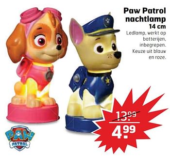 Aanbiedingen Paw patrol nachtlamp - PAW  PATROL - Geldig van 22/08/2017 tot 03/09/2017 bij Trekpleister