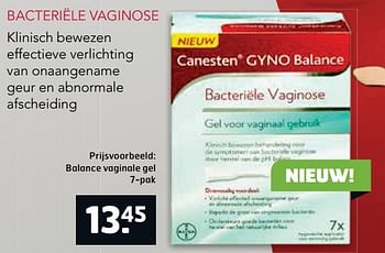Aanbiedingen Balance vaginale gel - Canesten - Geldig van 22/08/2017 tot 03/09/2017 bij Trekpleister