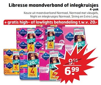 Aanbiedingen Libresse maandverband of inlegkruisjes - Libresse - Geldig van 22/08/2017 tot 03/09/2017 bij Trekpleister