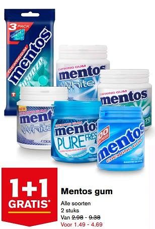 Aanbiedingen Mentos gum - Mentos - Geldig van 23/08/2017 tot 29/08/2017 bij Hoogvliet