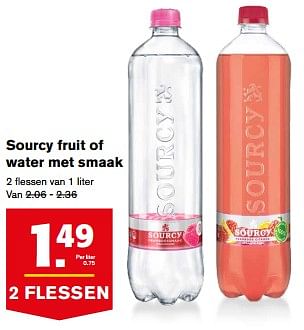 Aanbiedingen Sourcy fruit of water met smaak - Sourcy - Geldig van 23/08/2017 tot 29/08/2017 bij Hoogvliet