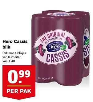 Aanbiedingen Hero cassis blik - Hero - Geldig van 23/08/2017 tot 29/08/2017 bij Hoogvliet