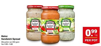 Aanbiedingen Heinz sandwich spread - Heinz - Geldig van 23/08/2017 tot 29/08/2017 bij Hoogvliet