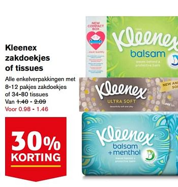 Aanbiedingen Kleenex zakdoekjes of tissues - Kleenex - Geldig van 23/08/2017 tot 29/08/2017 bij Hoogvliet