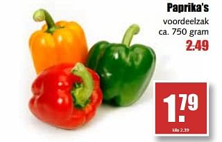 Aanbiedingen Paprika`s voordeelzak - Huismerk - MCD Supermarkten - Geldig van 21/08/2017 tot 26/08/2017 bij MCD Supermarkten