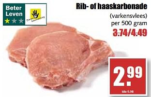 Aanbiedingen Rib- of haaskarbonade - Huismerk - MCD Supermarkten - Geldig van 21/08/2017 tot 26/08/2017 bij MCD Supermarkten