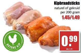 Aanbiedingen Kipbraadsticks naturel of gekruid - Huismerk - MCD Supermarkten - Geldig van 21/08/2017 tot 26/08/2017 bij MCD Supermarkten
