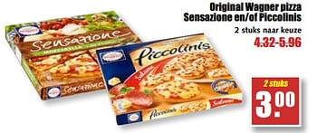 Aanbiedingen Original wagner pizza sensazione en-of piccolinis - Original Wagner - Geldig van 21/08/2017 tot 26/08/2017 bij MCD Supermarkten