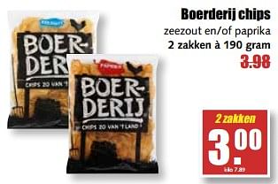 Aanbiedingen Boerderij chips zeezout en-of paprika - Boerderij Chips - Geldig van 21/08/2017 tot 26/08/2017 bij MCD Supermarkten