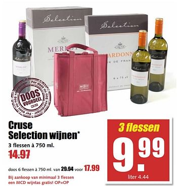Aanbiedingen Cruse selection wijnen - Rode wijnen - Geldig van 21/08/2017 tot 26/08/2017 bij MCD Supermarkten