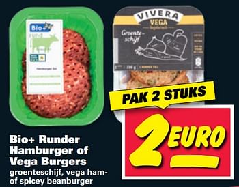 Aanbiedingen Bio+ runder hamburger of vega burgers - Huismerk - Nettorama - Geldig van 21/08/2017 tot 27/08/2017 bij Nettorama