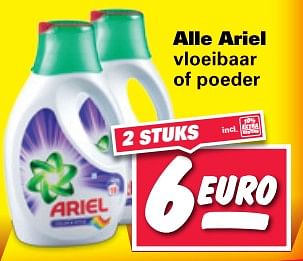 Aanbiedingen Ariel vloeibaar of poeder - Ariel - Geldig van 21/08/2017 tot 27/08/2017 bij Nettorama