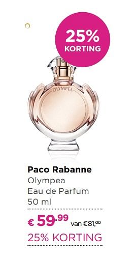 Aanbiedingen Paco rabanne olympea eau de parfum - Paco Rabanne - Geldig van 21/08/2017 tot 10/09/2017 bij Ici Paris XL