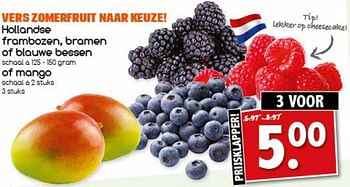 Aanbiedingen Hollandse frambozen, bramen of blauwe bessen of mango - Huismerk - Agrimarkt - Geldig van 21/08/2017 tot 26/08/2017 bij Agrimarkt