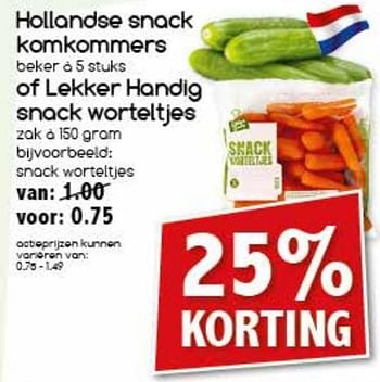 Aanbiedingen Hollandse snack komkommers of lekker handig snack worteltjes - Huismerk - Agrimarkt - Geldig van 21/08/2017 tot 26/08/2017 bij Agrimarkt