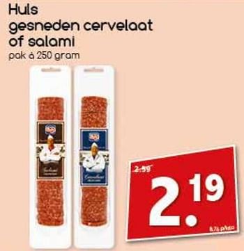 Aanbiedingen Huls gesneden cervelaat of salami - Huls - Geldig van 21/08/2017 tot 26/08/2017 bij Agrimarkt