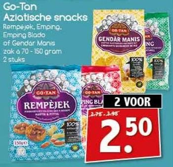 Aanbiedingen Go-tan aziatische snacks - Go Tan - Geldig van 21/08/2017 tot 26/08/2017 bij Agrimarkt