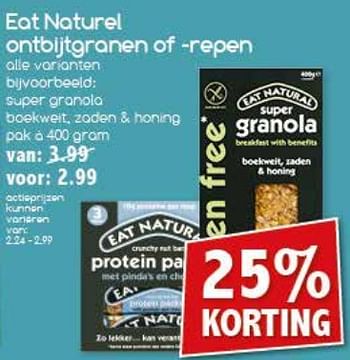 Aanbiedingen Eat natural ontbijtgranen of repen - Eat Natural - Geldig van 21/08/2017 tot 26/08/2017 bij Agrimarkt