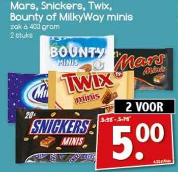 Aanbiedingen Mars, snicker, twix, bounty of milkyway minis - Huismerk - Agrimarkt - Geldig van 21/08/2017 tot 26/08/2017 bij Agrimarkt