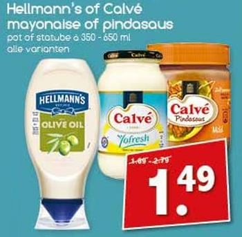 Aanbiedingen Hellmann`s of calvé mayonaise of pindasaus - Huismerk - Agrimarkt - Geldig van 21/08/2017 tot 26/08/2017 bij Agrimarkt