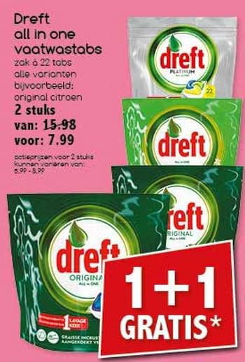 Aanbiedingen Dreft all in one vaatwastabs - Dreft - Geldig van 21/08/2017 tot 26/08/2017 bij Agrimarkt