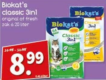 Aanbiedingen Biokat`s classic 3in1 - Bio kat`s - Geldig van 21/08/2017 tot 26/08/2017 bij Agrimarkt