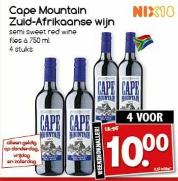 Aanbiedingen Cape mountain zuid-afrikaanse wijn - Rode wijnen - Geldig van 21/08/2017 tot 26/08/2017 bij Agrimarkt