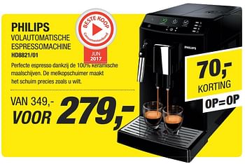 Aanbiedingen Philips volautomatische espressomachine hd8821-01 - Philips - Geldig van 21/08/2017 tot 02/09/2017 bij Electro World