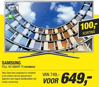 Aanbiedingen Samsung full hd smart tv ue43m5670 - Samsung - Geldig van 21/08/2017 tot 02/09/2017 bij Electro World