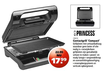 Aanbiedingen Princess contactgrill `compact` - Princess - Geldig van 24/08/2017 tot 06/09/2017 bij Marskramer