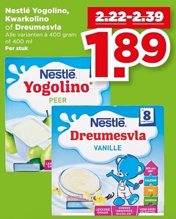 Aanbiedingen Nestlé yogolino, kwarkolino of dreumesvla - Nestlé - Geldig van 27/08/2017 tot 02/09/2017 bij Plus