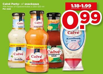 Aanbiedingen Calvé party- of snacksaus - Calve - Geldig van 27/08/2017 tot 02/09/2017 bij Plus