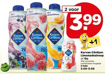 Aanbiedingen Karvan cévitam limonadesiroop of go - Karvan Cévitam - Geldig van 27/08/2017 tot 02/09/2017 bij Plus