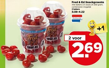 Aanbiedingen Fred + ed snackgroente - Fred &amp; Ed - Geldig van 27/08/2017 tot 02/09/2017 bij Plus