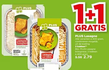 Aanbiedingen Lasagne bolognese - Huismerk - Plus - Geldig van 27/08/2017 tot 02/09/2017 bij Plus