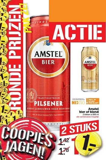 Aanbiedingen Amstel bier of blond - Amstel - Geldig van 28/08/2017 tot 03/09/2017 bij Coop