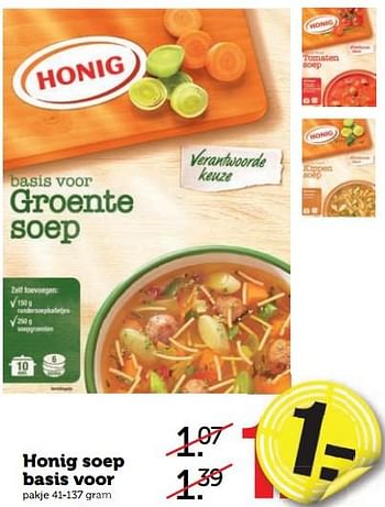 Aanbiedingen Honig soep basis voor - Honig - Geldig van 28/08/2017 tot 03/09/2017 bij Coop