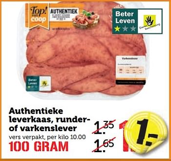 Aanbiedingen Authentieke leverkaas, runder of varkenslever - Huismerk - Coop - Geldig van 28/08/2017 tot 03/09/2017 bij Coop