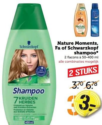 Aanbiedingen Nature moments, fa of schwarzkopf shampoo - Huismerk - Coop - Geldig van 28/08/2017 tot 03/09/2017 bij Coop