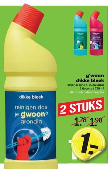 Aanbiedingen G`woon dikke bleek - Gâ€™woon - Geldig van 28/08/2017 tot 03/09/2017 bij Coop