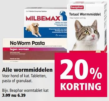 Aanbiedingen Beaphar wormtablet kat - Beaphar - Geldig van 28/08/2017 tot 10/09/2017 bij Welkoop
